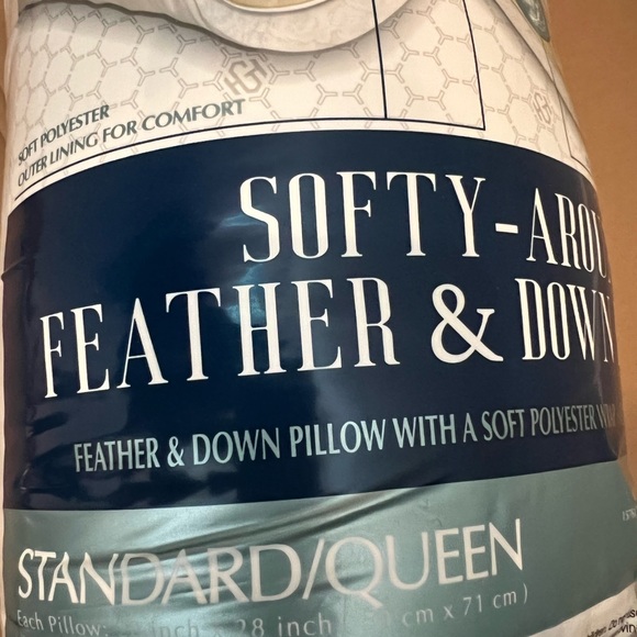 Hotel Grand Feather & Down Queen Pillow, 2-Pk 500 Thread Count 100% Cotton Cover - Picture 2 of 5